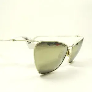 CELINE CL40069U Cat Eye White Coated Metal Mirrored Gray Lenses Sunglasses 70029 auth CELINE white metal Butterfly Sunglasses CL40069U  main image 4